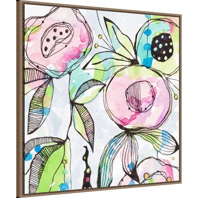 Colorful Abstract Floral Beaded Framed Canvas Wall Art