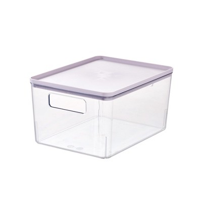 iDesign Pantry Bin with Lid for Kitchen, Set of 3, Clear/Purple