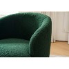 Green Teddy Fabric Swivel Armchair Bucket Chair with Black Powder Coating - 4 of 4