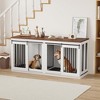 Dog Crate Furniture, for 2 Dogs, Heavy Duty Dog Kennel, for Large Breed with Removable Divider, Tray, Wooden Dog Crate - 2 of 4