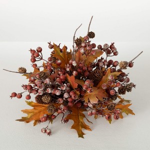 11"H Sullivans Artificial Berry Leaf Fall Orb, Multicolor - 1 of 3