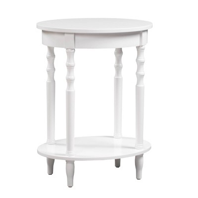 Classic Accents Brandi Oval End Table White: Spindled Legs, Shelf ...