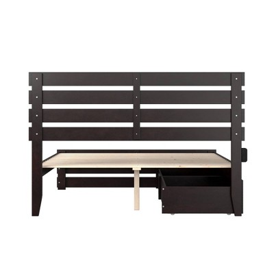 Espresso Queen Wood Frame Bed with Storage Drawers and Slats