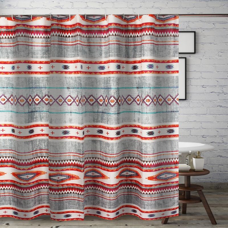Kiva Western Boho Shower Curtain 72" x 72" Multicolor by Greenland Home Fashion, 1 of 5