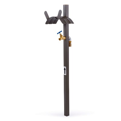 Liberty Garden LBG-693-T Steel Freestanding Industrial Garden Water Hose Stand with Brass Bib Holds up to 150' of 5/8" Hose, Bronze