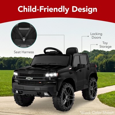 White 12V Chevrolet Silverado Ride-On Truck with Remote Control