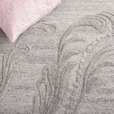 Gray Floral Hand-Tufted Wool Area Rug, 5' x 8'