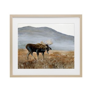 Stupell Industries Moose Wanderer Mountain Valley Framed Print Under Glass - 1 of 4