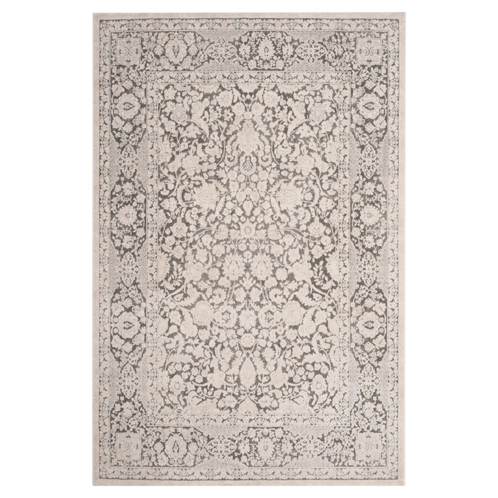 6'x9' Maribel Floral Loomed Area Dark Gray/Cream - Safavieh