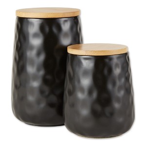 Design Imports Black Matte Dimple Texture Ceramic Canister Set/2 - 1 of 4