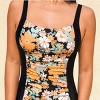 Women's Floral Colorblock Ruched Tummy Colntrol One-Piece Swimsuit - Cupshe - 3 of 4