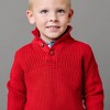 Hope & Henry Boys' Organic Long Sleeve Mock Neck Mix Stitch Button Sweater with Elbow Patches, Red Mix Stitch, X-Small - 3 of 4