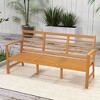 Tangkula 3-Seat Patio 64 Inch Wood Bench w/ Seat Cushion Slatted Seat & Backrest Outdoor - 3 of 4