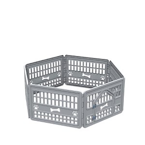 Bencmate Pet Crates and Houses 6 Panel Pet Playpen Lockable Gate Spacious Stable Easy Setup for Indoor and Outdoor, Gray, 67.24"*67.24"*23.7" - 1 of 4