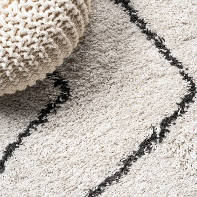 Vintage Moroccan Diamond Shag 8' x 10' Area Rug in Gray and Ivory