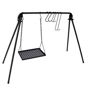 NAYSAYE Grill Racks Swing Grill Campfire Cooking Table with Adjustable Height for Outdoors, Black, 58.66"*36.61"*38.58" - 1 of 4