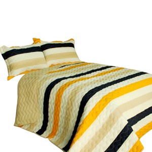Slickblue 3 PC Handmade Full/Queen Quilt Set, Reversible Vermicelli Quilted, Horizontal Stripes, 37 Color Options - 1 of 4