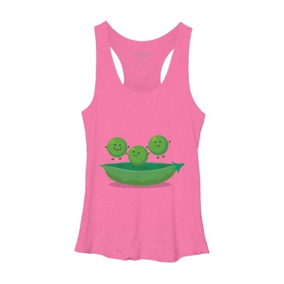 Women's Design By Humans Cute jumping peas in pod cartoon illustration By thefrogfactory Racerback Tank Top
