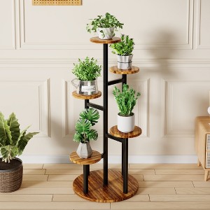 VECELO 2/3 Tier Plant Stand Indoor Outdoor Metal Potted Holder Rack Flower Pot Stand Black - 1 of 4