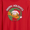 Men's - Garfield - Happy Holidays Wreath Long Sleeve Graphic T-Shirt - 2 of 3