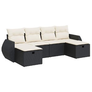 vidaXL Garden Sofa Set Black PE rattan, powder-coated steel, polyester - 1 of 4