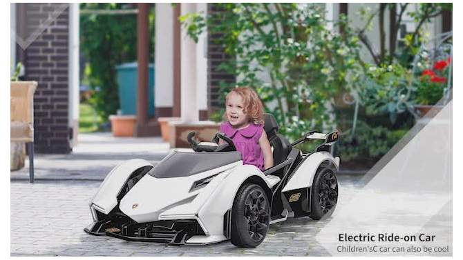 Aosom Kids Ride On Sports Car, 12V Battery Powered Electric Toy, w/ Parent Remote Control, Bluetooth, Horn, Music & LED Headlights Taillights, for 3-6 Years Old, Black, 2 of 9, play video