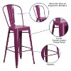 Emma and Oliver Commercial Grade 30"H Metal Indoor-Outdoor Barstool with Drain Holes and Back - 3 of 4