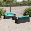 vidaXL 7 Piece Patio Sofa Set with Cushions Black and Blue Poly Rattan - 2 of 4