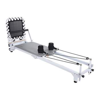 AeroPilates Precision Series Reformer Machine for Toning Home Exercise Workouts, Improve Body Balance and Stamina, Free Workout Videos Included, White