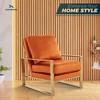 LeisureMod Jefferson Accent Arm Chair Upholstered in Velvet with Gold Brass Finish Frame - 3 of 4