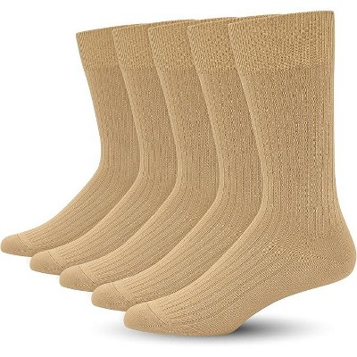 SERISIMPLE Men Bamboo Viscose Thin Ribbed Knit Silky Soft Lightweight Dress Crew Socks White X Large 5 Pairs
