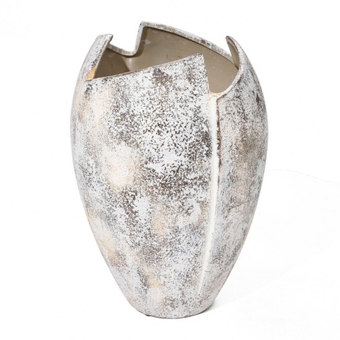 LuxenHome Modern Marble White 12.2-Inch Tall Stoneware Table Vase Multicolored - image 1 of 4