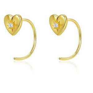 Molenia Small Heart huggie Half Hoop Earrings Women: 14K Gold 925 Sterling Silver Trendy Y2k Open Cartilage Cuff Helix Tiny Earrings Dainty Jewelry - 1 of 4