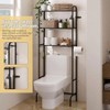 Over Toilet Storage 3 Tier Heavy Duty Metal Bathroom Organizer Freestanding Space Saver with Wide Shelves Towels Toilet Paper Black - 3 of 4