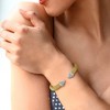 EVERLY JEWELRY | Two Tone Silver 0.20 CT TGW White Cubic Zirconia 7.8mm wide popcorn design Bangle - 4 of 4
