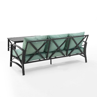 Kaplan 2-Piece Mist Green Outdoor Sofa Set with Coffee Table