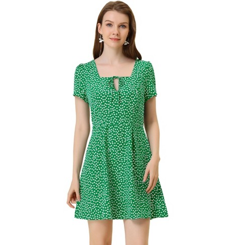 Retro V-neck Ruffle Dress, Polka Dot Print Long Sleeve Waist Loose