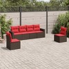 vidaXL 6 Piece Patio Sofa Set with Cushions Brown Poly Rattan - 2 of 4