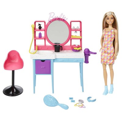 Barbie Doll and Hair Salon Playset, Color-Change Hair