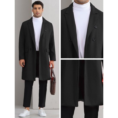Lars Amadeus Men's Double Breasted Notched Lapel Formal Winter Trench Coat Black X Large — фото 4