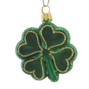 2.75 In Glittered 4 Leaf Clover Irish St Patricks Good Luck Tree Ornaments - 1 of 3