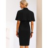 INSPIRE CHIC Women's Elegant Double Breasted Cape Pencil Formal Set Dress - 3 of 4
