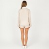 Anna-Kaci Lounge Women's Grid Print Lounge Set with Long Sleeve Button-Up Top and Elastic Waist Shorts- Beige,Small - 4 of 4