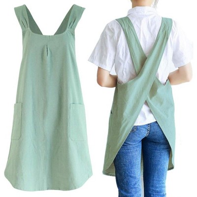 Cook with Style: Unisex Japanese Linen Crossback Apron - Charming Design with Convenient Pockets for an Enjoyable Baking Experience