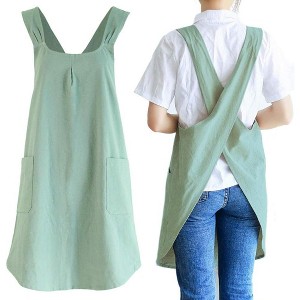 Cook with Style: Unisex Japanese Linen Crossback Apron - Charming Design with Convenient Pockets for an Enjoyable Baking Experience - 1 of 4