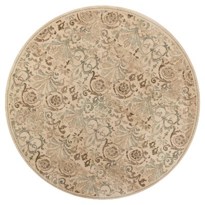 Ivory Damask Pressed/Molded Round Area Rug 7'7" - KAS Rugs