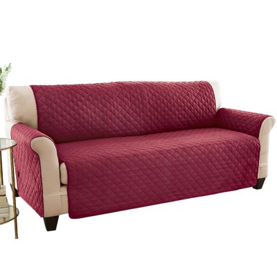 Collections Etc Ultra Reversible Furniture Cover Protector Loveseat Burgundy/Taupe