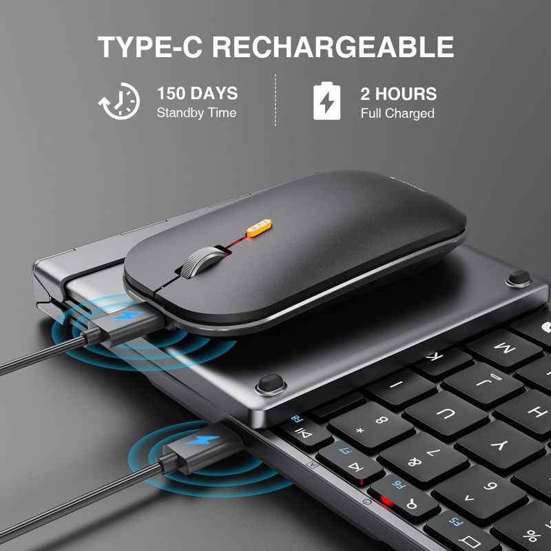 ProtoArc Tri-Fold Portable Rechargeable Bluetooth Keyboard And Mouse Combo For Business Travel Black, 5 of 9