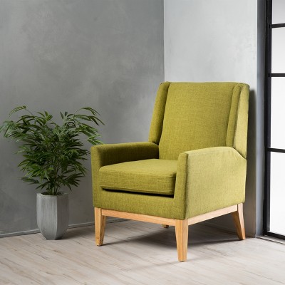 KTMBDW Mid-Century Accent Chair, Modern Upholstered Armchair  with Wood Leg, Comfy Single Reading Accent Chairs for Living Room Bedroom