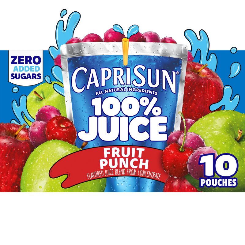 Capri Sun 100% Fruit Punch Juice - 10pk/6 fl oz Pouches, 1 of 14